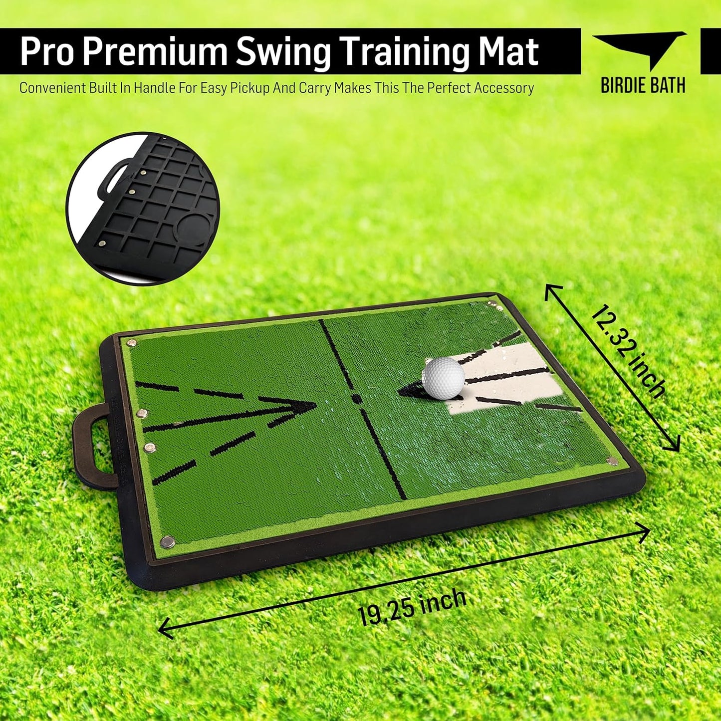 Birdie Mat Pro Premium Swing Training Mat for Analyzing Swing Path and Ball Impact