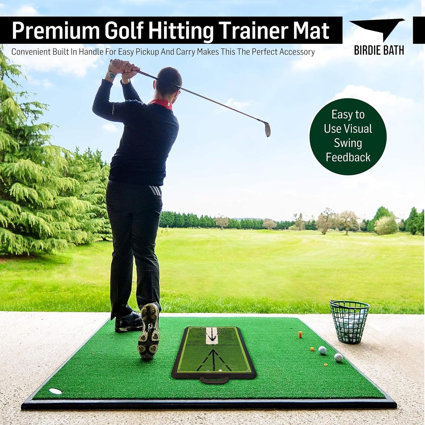 Birdie Mat Pro Premium Swing Training Mat for Analyzing Swing Path and Ball Impact