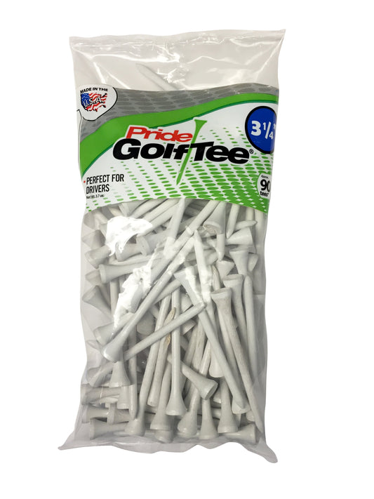 Pride Wood Golf Tee, 3-1/4 Inch, White, 90 Count