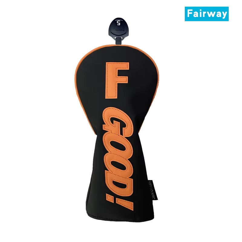 Golf Wood Head Cover PU GOOD Pattern Driver Fairway Hybrid Waterproof Durable Orange Golf Supplies Golf Head Cover Protector