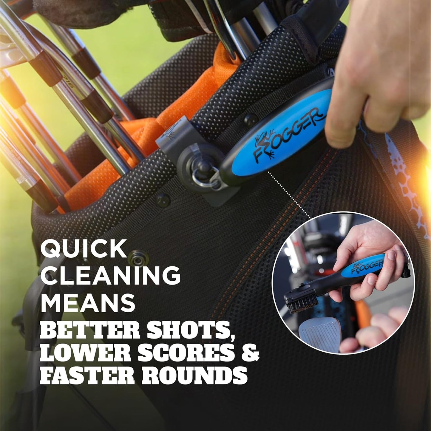 Brushpro Latch-It Golf Club Cleaner, Ergonomic Grip and Latch-It Magnet - Professional Golf Club Brush and Groove Cleaner for Golfers