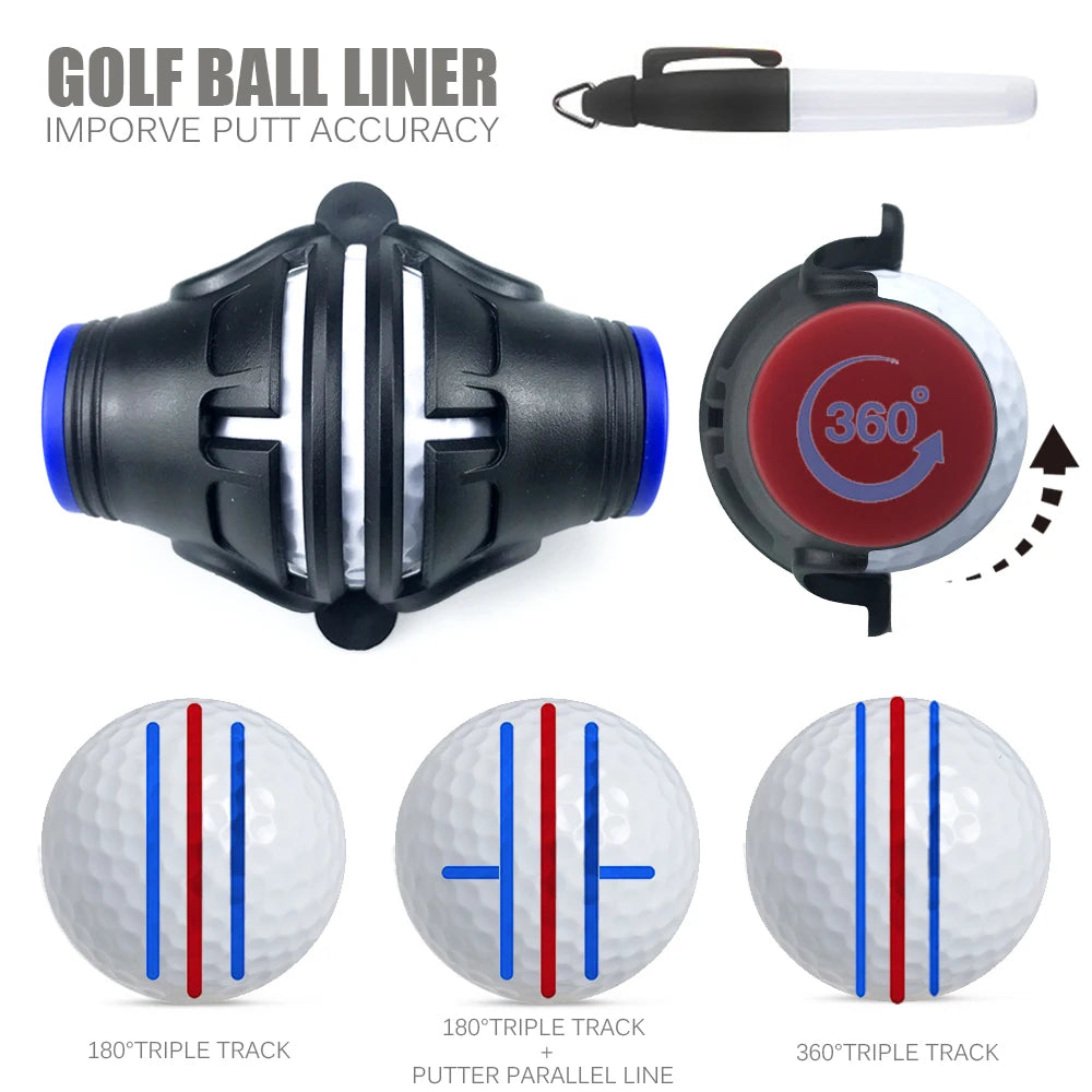 360 Degree Rotating Golf Ball Liner Marker Template Marker Pen Golf Putting Positioning Imporve Putt Accuracy Aids Golf Tools