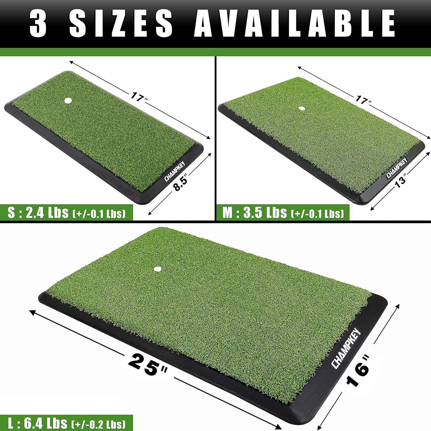 Premium Synthetic Turf Golf Hitting Mat | Heavy Duty Rubber Base Golf Practice Mat | Come with 1 Rubber Tee and 9 Plastic Tees