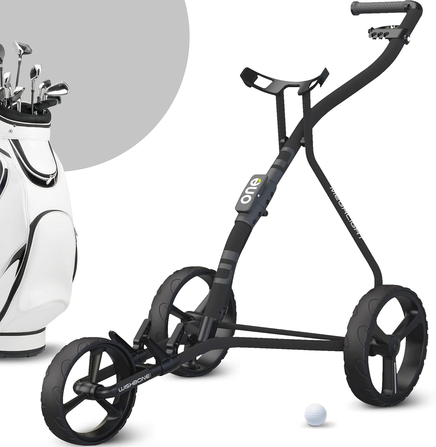 Golf Push Carts, 1 Step Folding 9Lbs Lightweight, High-Tech Minimalistic Design