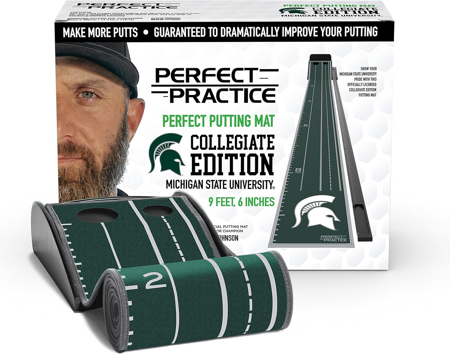 Putting Mat Collegiate Edition- Indoor Golf Putting Green with 2 Holes for Practicing at Home or in the Office - Gifts for Golfers - Golf Accessories for Men