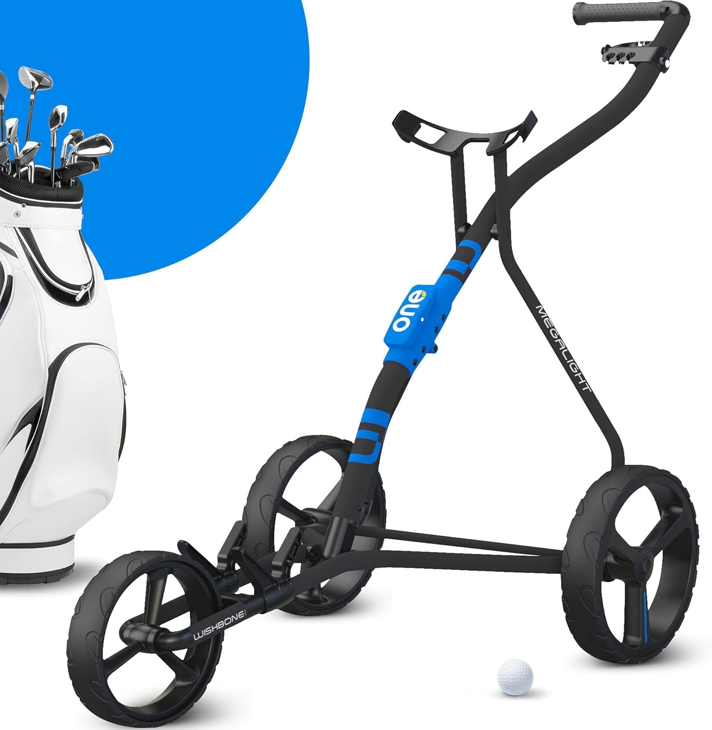 Golf Push Carts, 1 Step Folding 9Lbs Lightweight, High-Tech Minimalistic Design