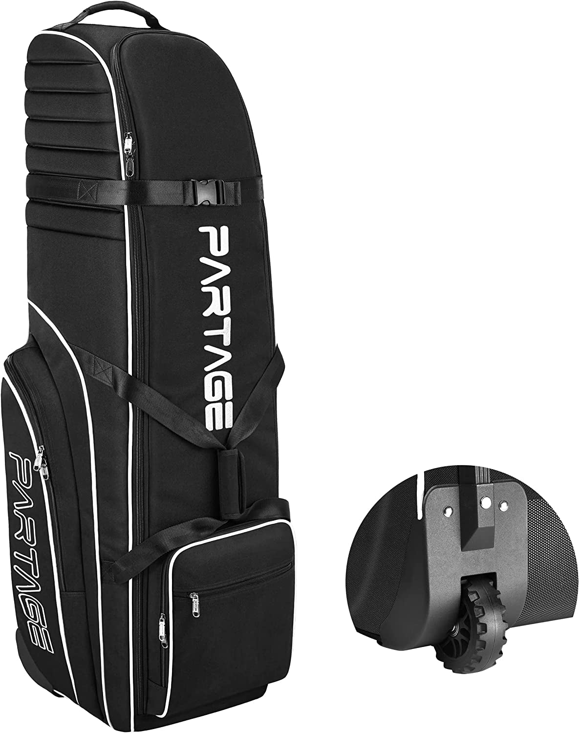 Partage Golf Travel Bag with Wheels, Golf Travel Case for Airlines, 900D Heavy Duty Oxford -Black