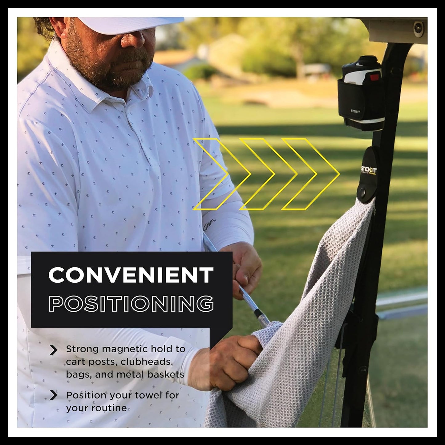 Magnetic Golf Towel | Premium 29" Microfiber with Deep Waffle Pockets | Industrial Strength Magnet for Secure Hold to Golf Carts & Clubs | Ultra-Absorbent, Fast-Drying, Easy-Clean Design