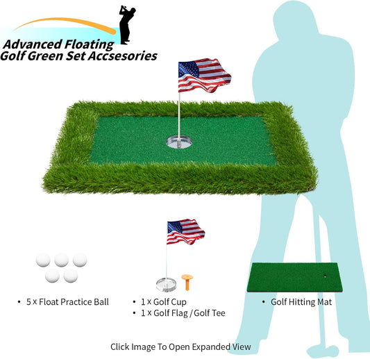 Floating Golf Green for Pool, Various Sizes (35"X24"/47"X35"/63"X47") to Suit Your Needs, Floating Chipping Green-Ideal for 2-4 Golfers Competing and Improving Skills in Outdoor and Pool Games