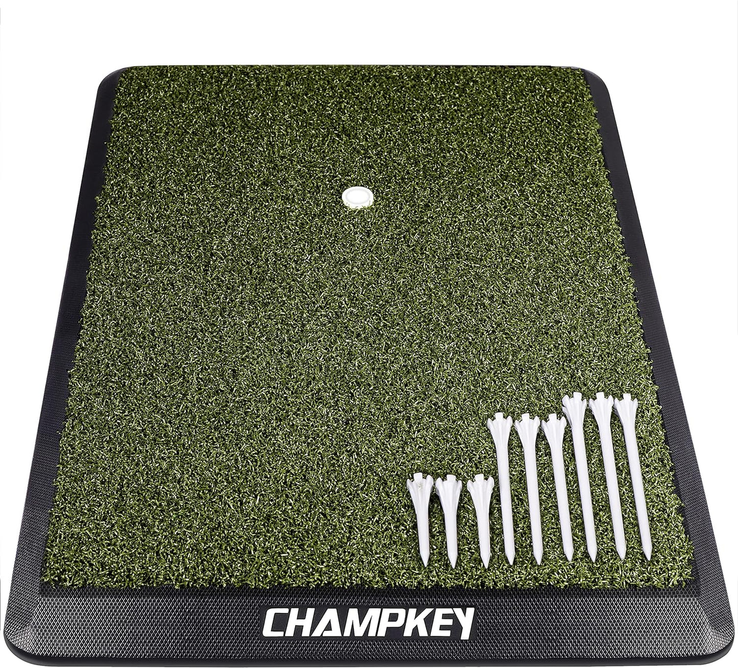 Premium Synthetic Turf Golf Hitting Mat | Heavy Duty Rubber Base Golf Practice Mat | Come with 1 Rubber Tee and 9 Plastic Tees