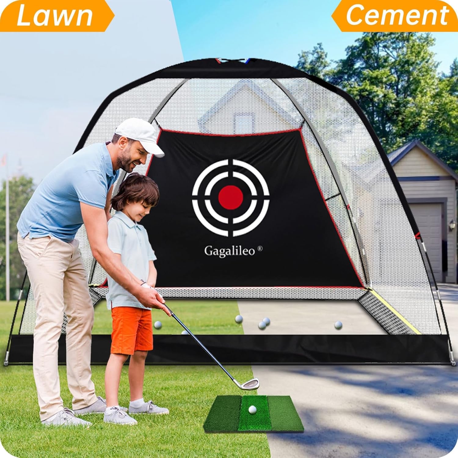 Golf Hitting Practice Nets for Backyard Driving Heavy Duty Men Real Indoor Golf Balls Hitting Pitching Driving Nets for Indoor Outdoor Garage Use Golfing Swing Training Impact Cages with Frame and Net