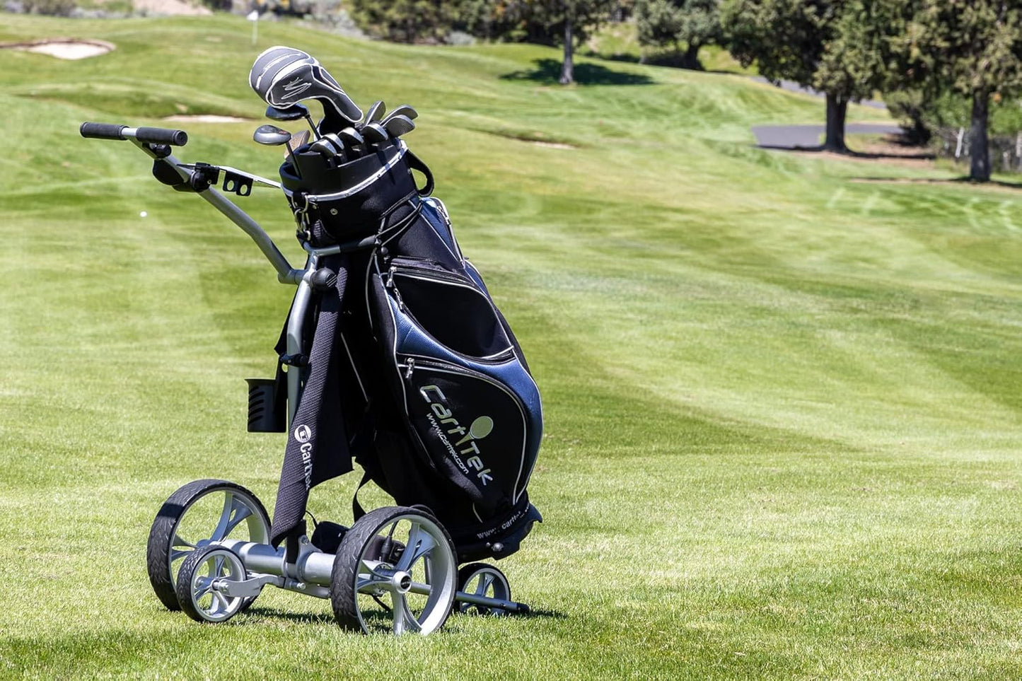 Yellowstone Electric Golf Caddie: Lithium Power for 27 Holes, Dual Motors, Upgradeable Remote, Free Accessories, Quick Setup, Black/Silver Options