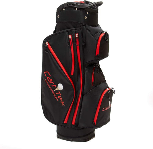 GB28 Weatherproof Golf Cart Bag with 14-Way Divider, 10 Pockets, Large Cooler & Rainhood, Lightweight 5.25 Lbs