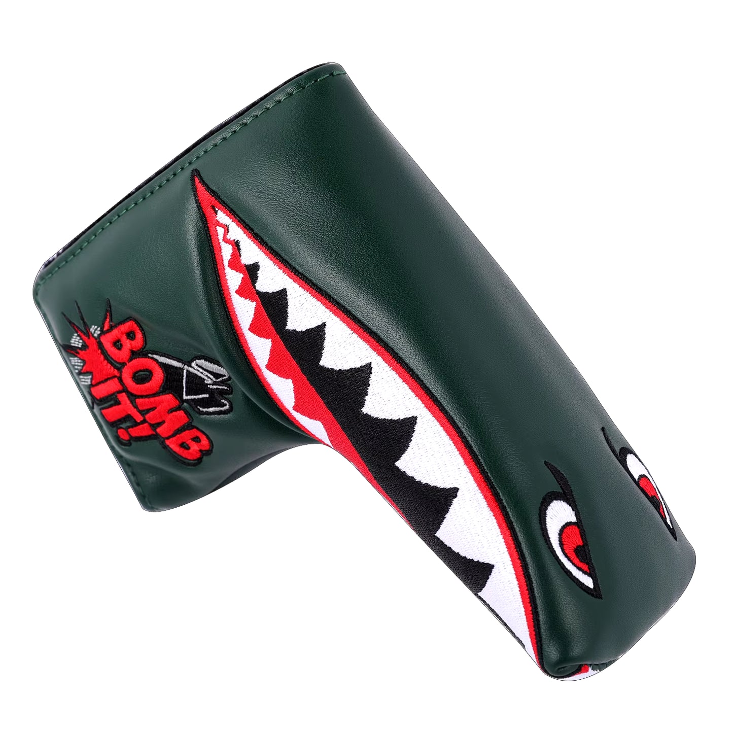 Big Shark Design Straight Bombs Golf Driver Head Cover 460Cc PU Leather Golf Club Driver Fairway Wood Hybrid Rescuecovers