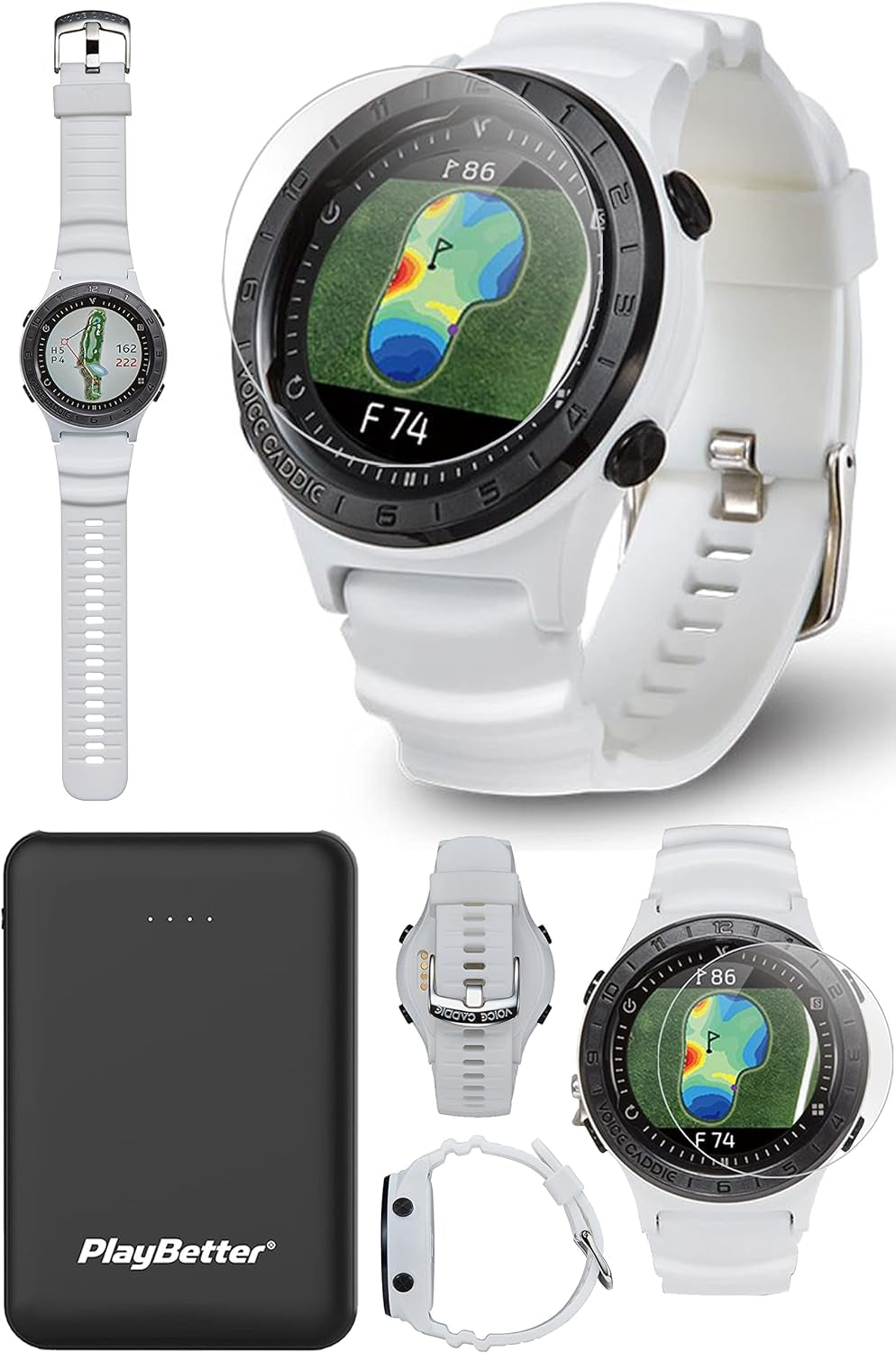 A2 Hybrid Golf GPS Watch Power Bundle | Includes  Portable Charger & HD Tempered Glass (X2) | Golf Watch for Men & Women | Slope Mode, Color Touchscreen | Green Undulation