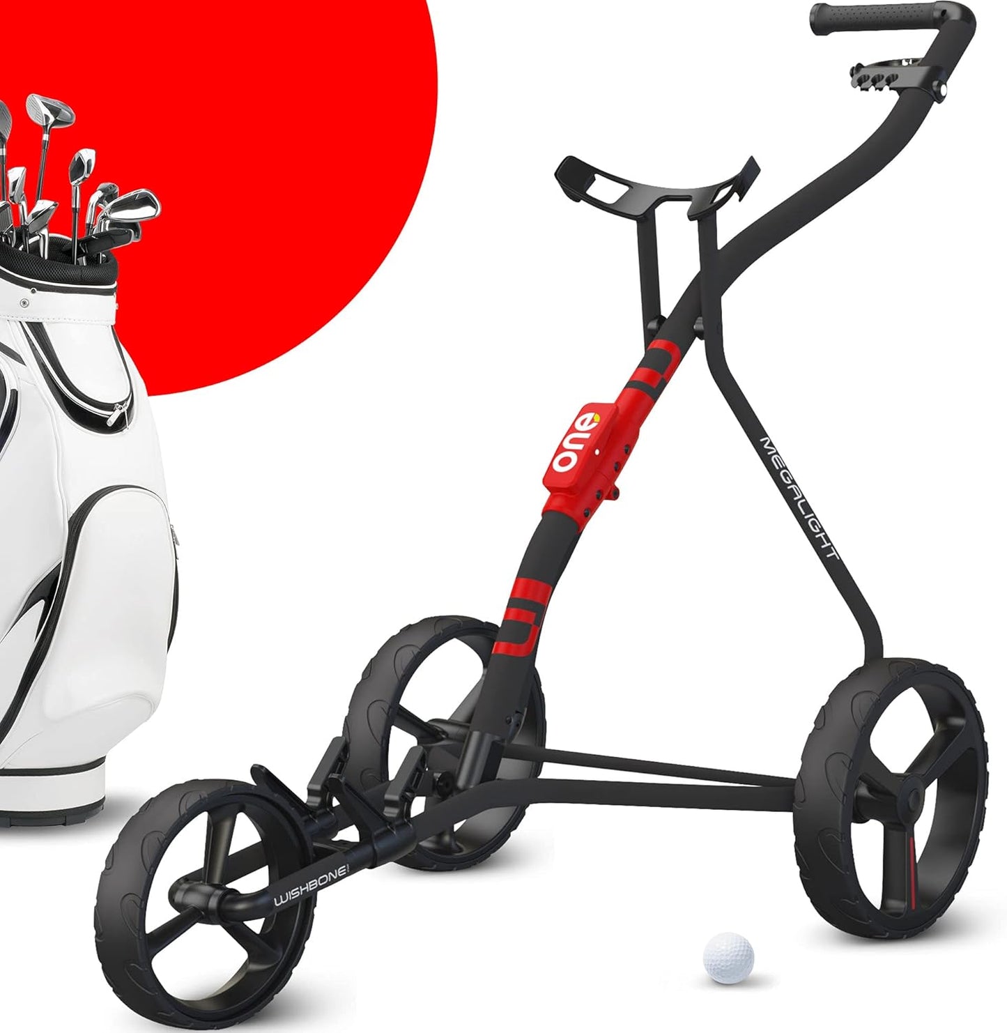 Golf Push Carts, 1 Step Folding 9Lbs Lightweight, High-Tech Minimalistic Design