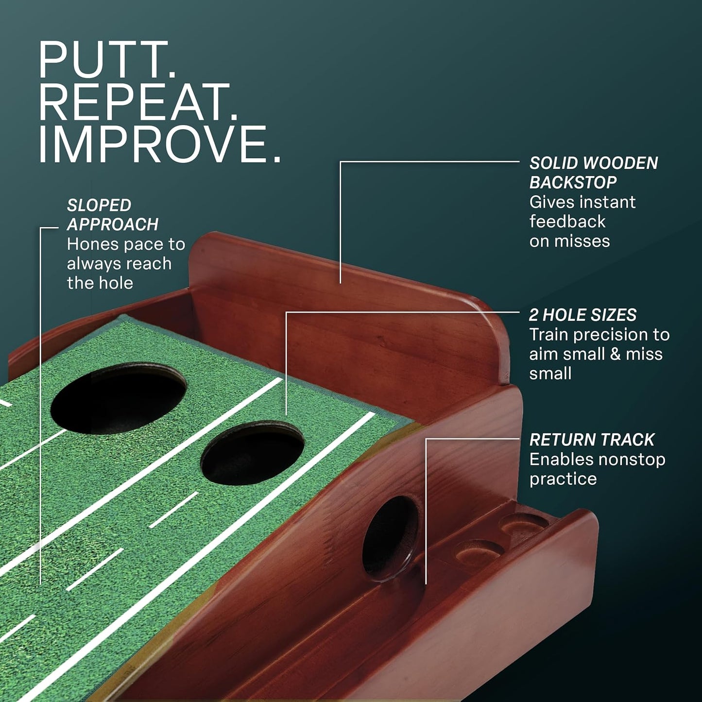 Official Putting Mat of Dustin Johnson - Indoor Golf Putting Green with 1/2 Hole Training for Mini Games & Practicing at Home or in the Office - Gifts for Golfers - Golf Accessories