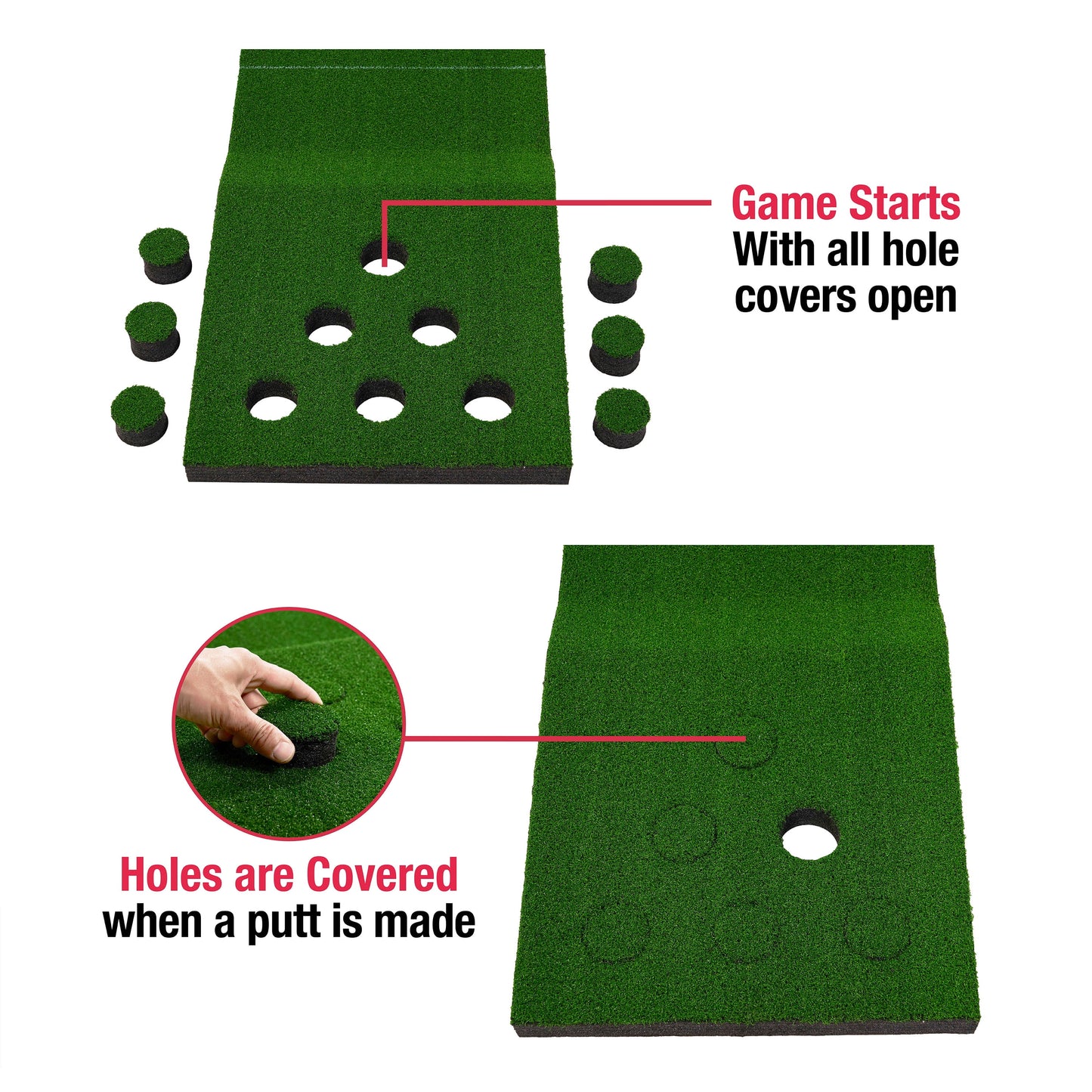 Golf Pong Game Set,100Inch,Green,Includes 2 Putters and 4 Balls.